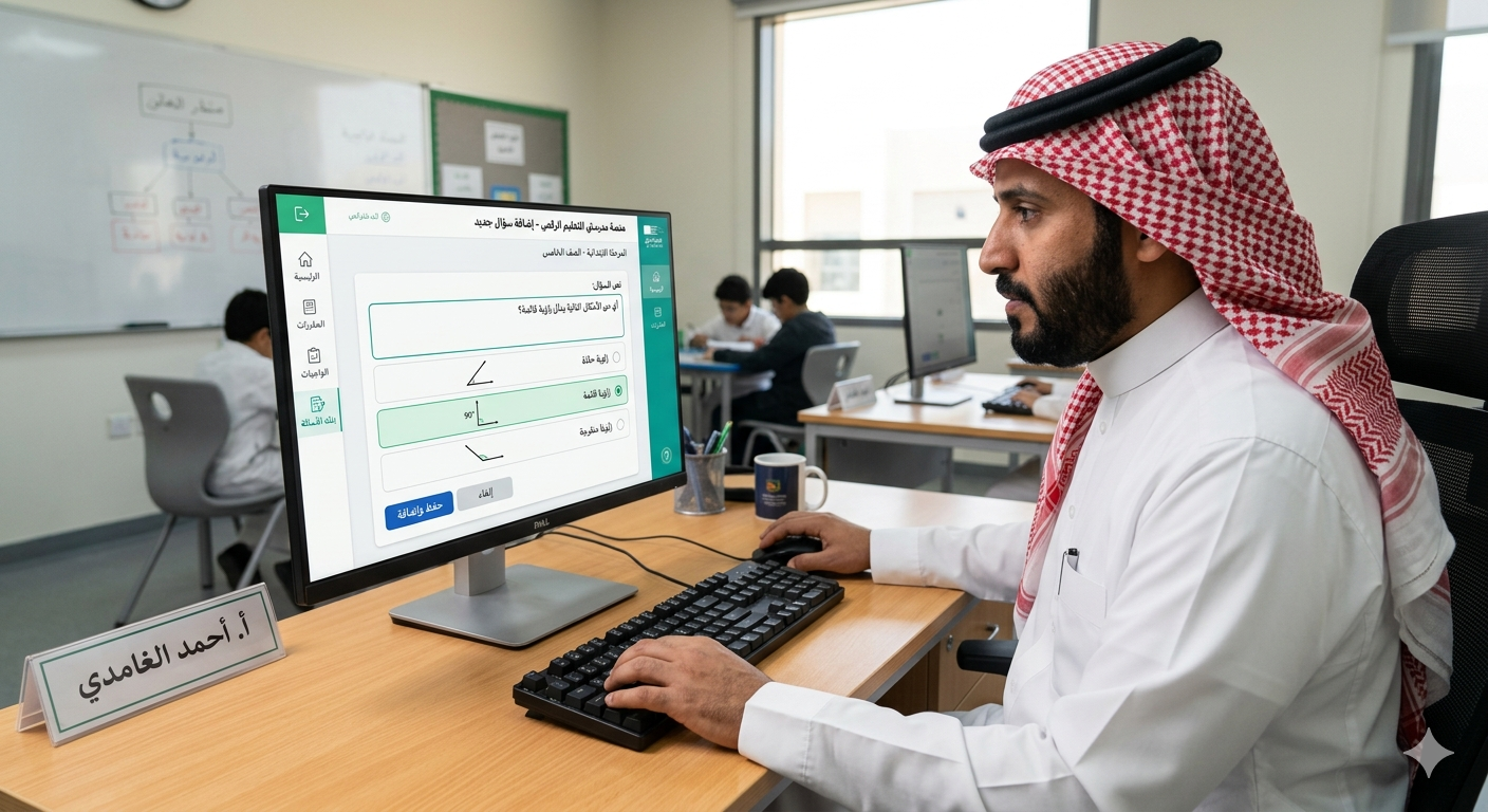إضافة سؤال في بنك الأسئلة في منصة مدرستي بسهولة