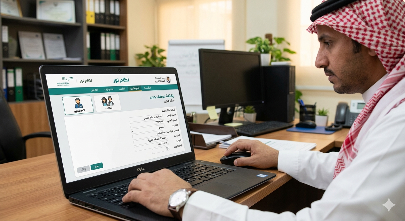 إضافة مرشد طلابي في نظام نور: دليل الخطوات الرسمي