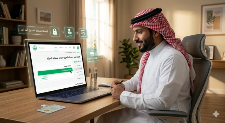 طريقة طباعة استمارة السيارة من ابشر 2026 خطوة بخطوة